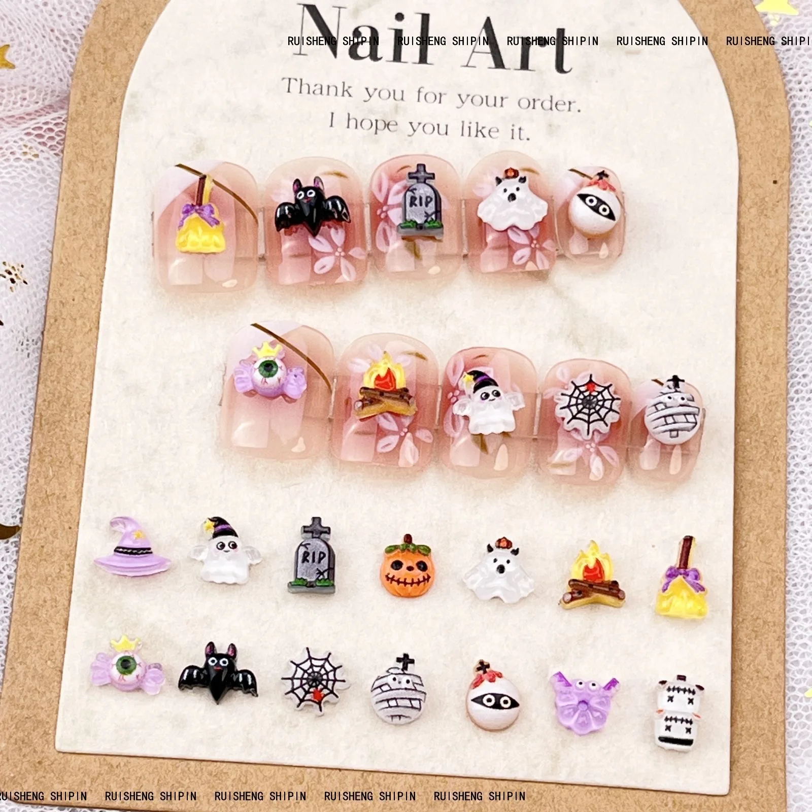 Art Craft Hat - 50pcs Resin Mini Colorful Halloween Ghost