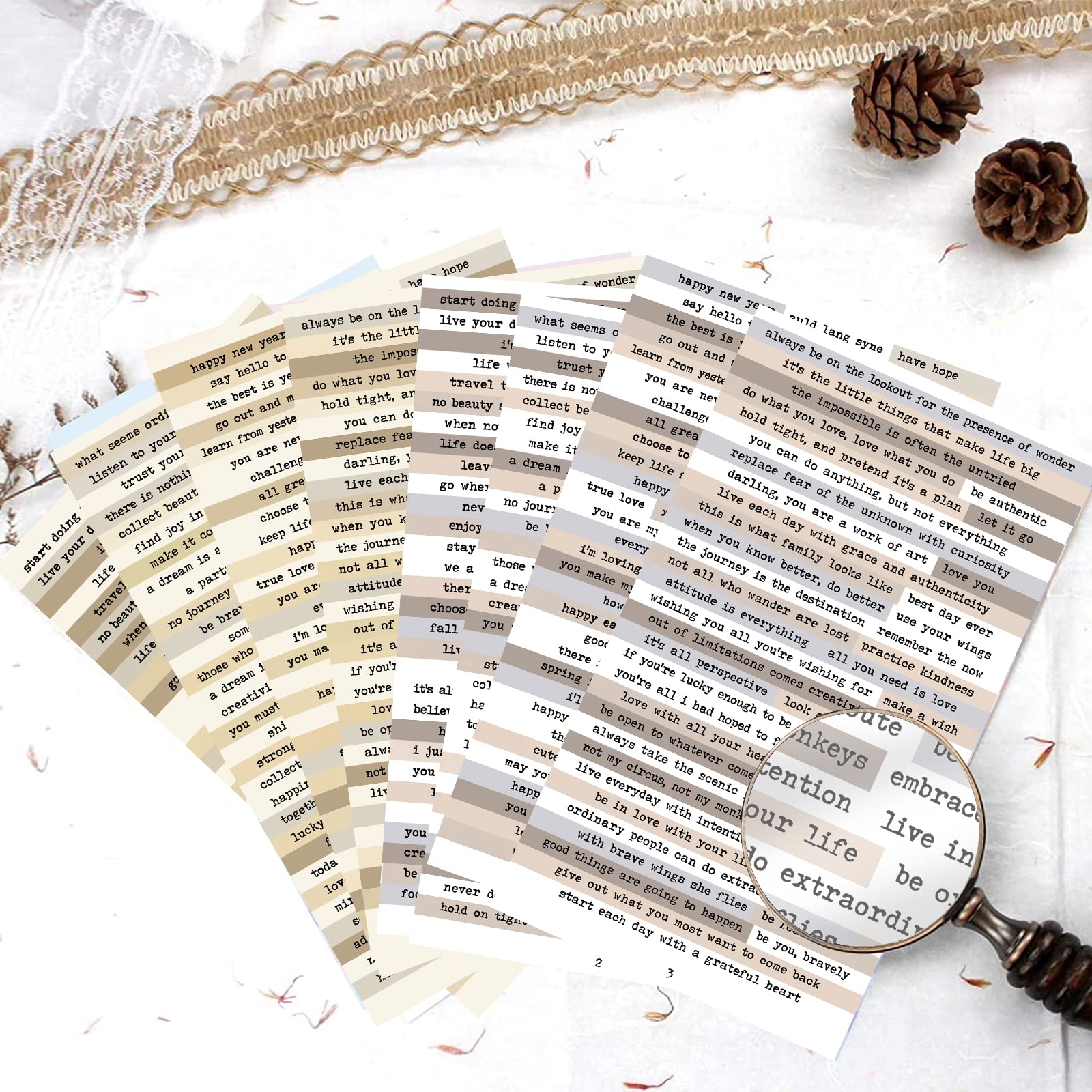 Art Craft Journal - 8pcs Brown Notes Quote Stickers,Inspirational Quotes