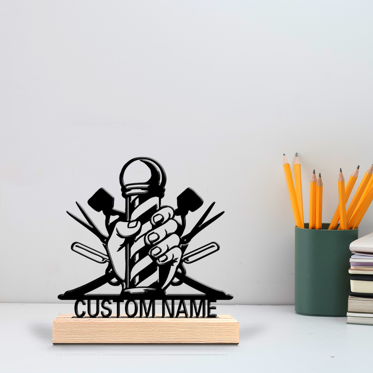 Art Craft Names - 1pc Simple BARBER haircut Metal Statue