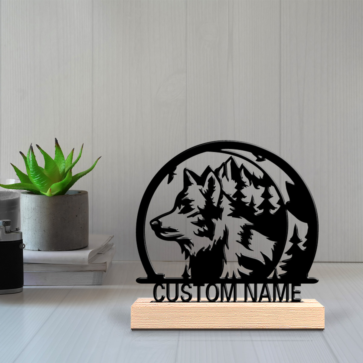Letter S Art Craft - 1pc Mountain wolves Customizable Letter Metal