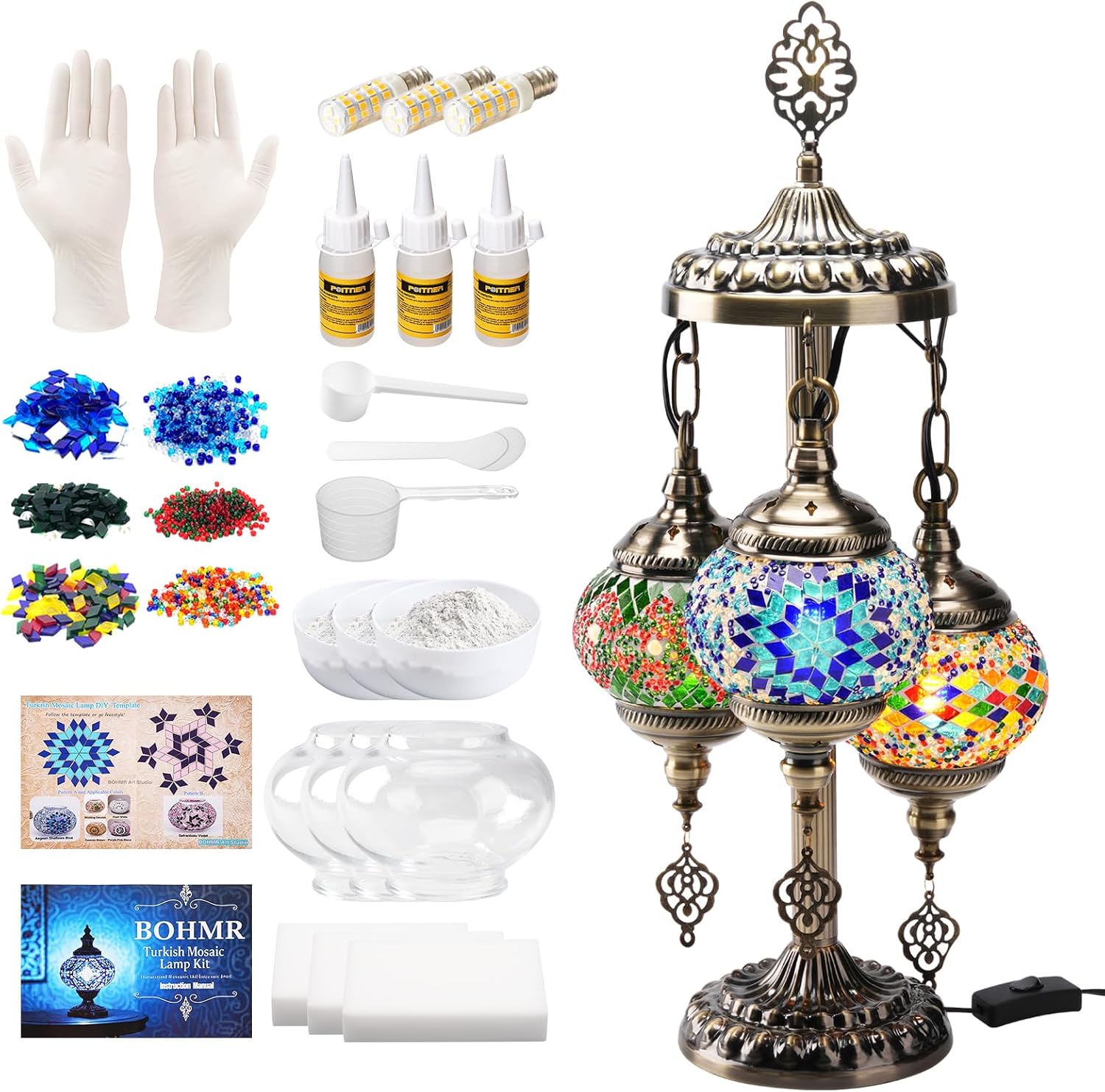 Art Craft Easy - DIY 3 Globe Turkish Mosaic Lamp