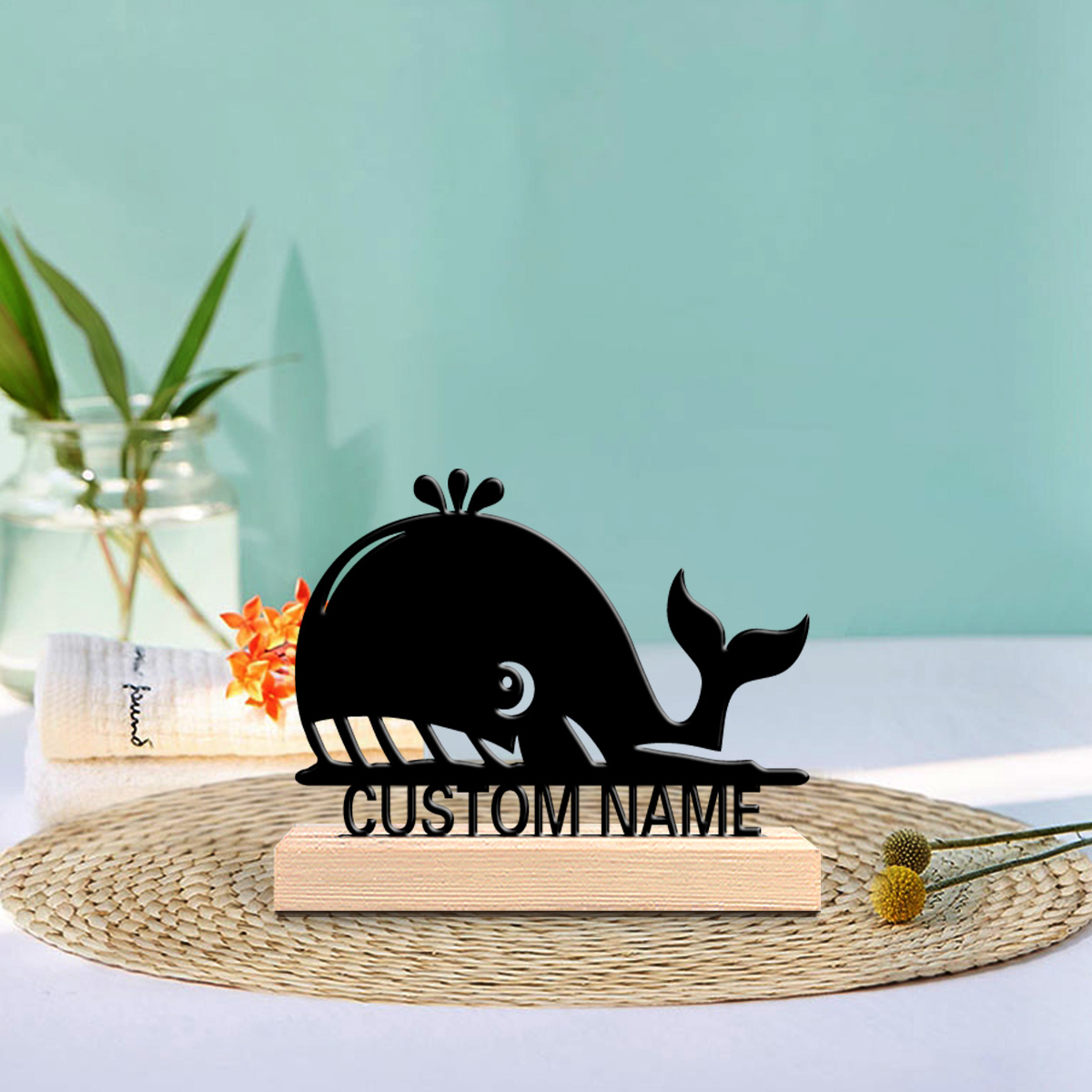 Art Craft Names - 1pc Abstract whale Customized Name Tin