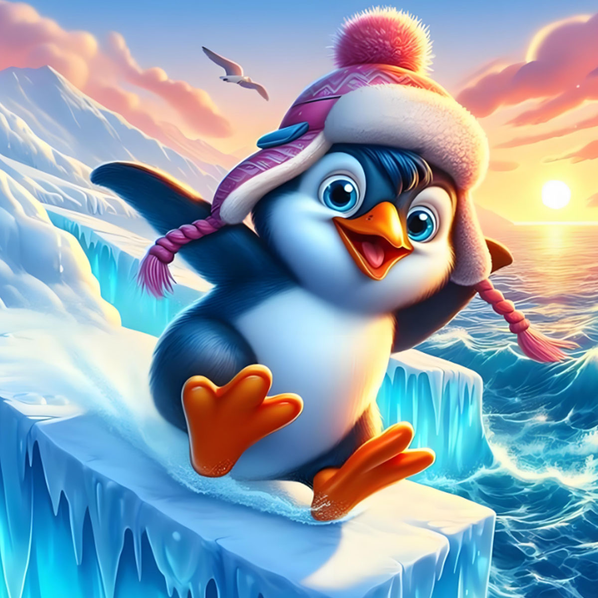 Art Craft Kits For Adults - Skiing Penguin Pattern Diamond Painting Set,