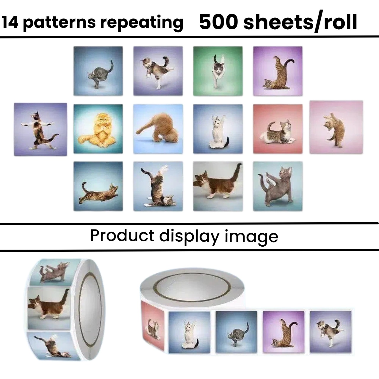 Art Craft Journal - 500pcs Cute Cat Roll Stickers Funny
