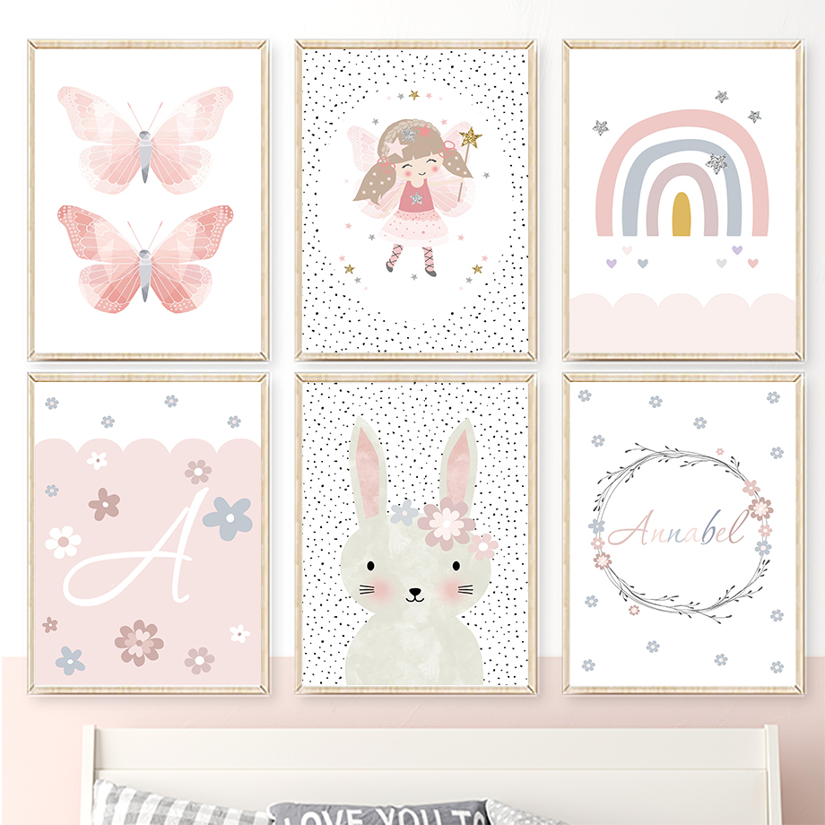 Art Craft Butterfly - Cute Girl Rabbit Flower Butterfly Rainbow
