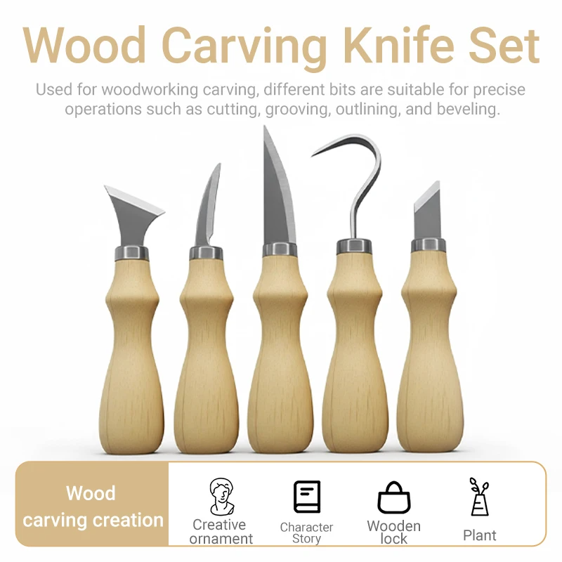 5Pcs Wood Carving Tools Set,Cu - Craft Art Set 评论和价格