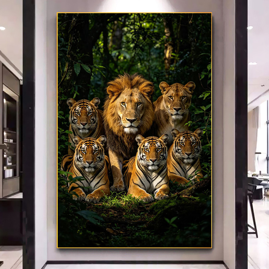 5D DIY Diamond Mosaic Lion Tig - Art And Craft Jungle 评论和价格
