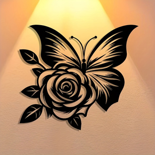 1 Iron Butterfly Rose Metal Wa - Art Craft Logo Design 评论和价格