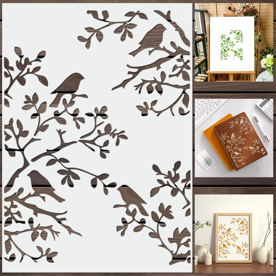 1pcs DIY Bird Branch Stencil f - Art Craft Journal 评论和价格