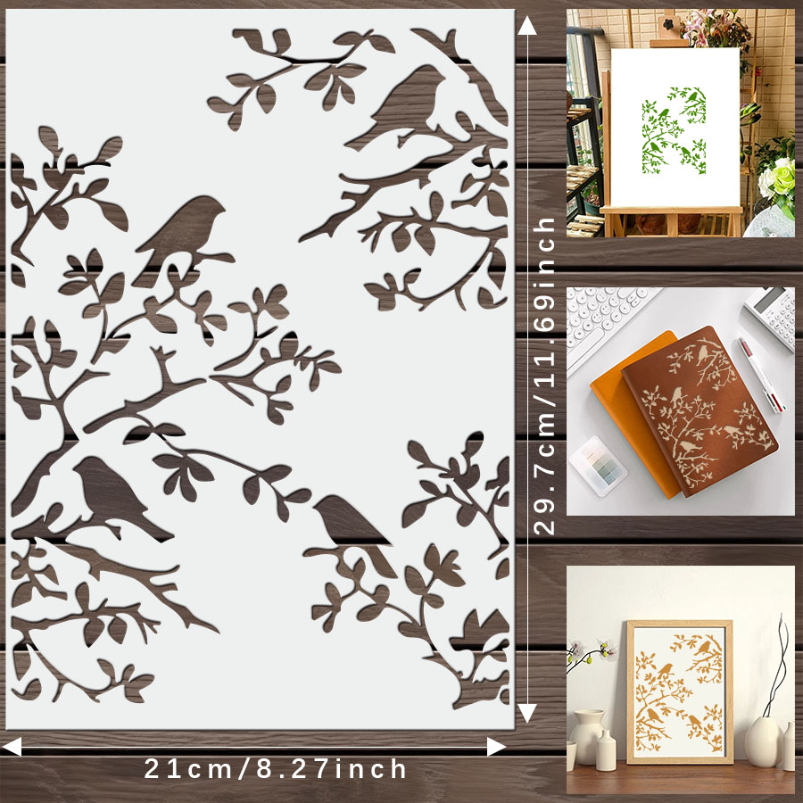 1pcs DIY Bird Branch Stencil f - Art Craft Journal 评论和价格
