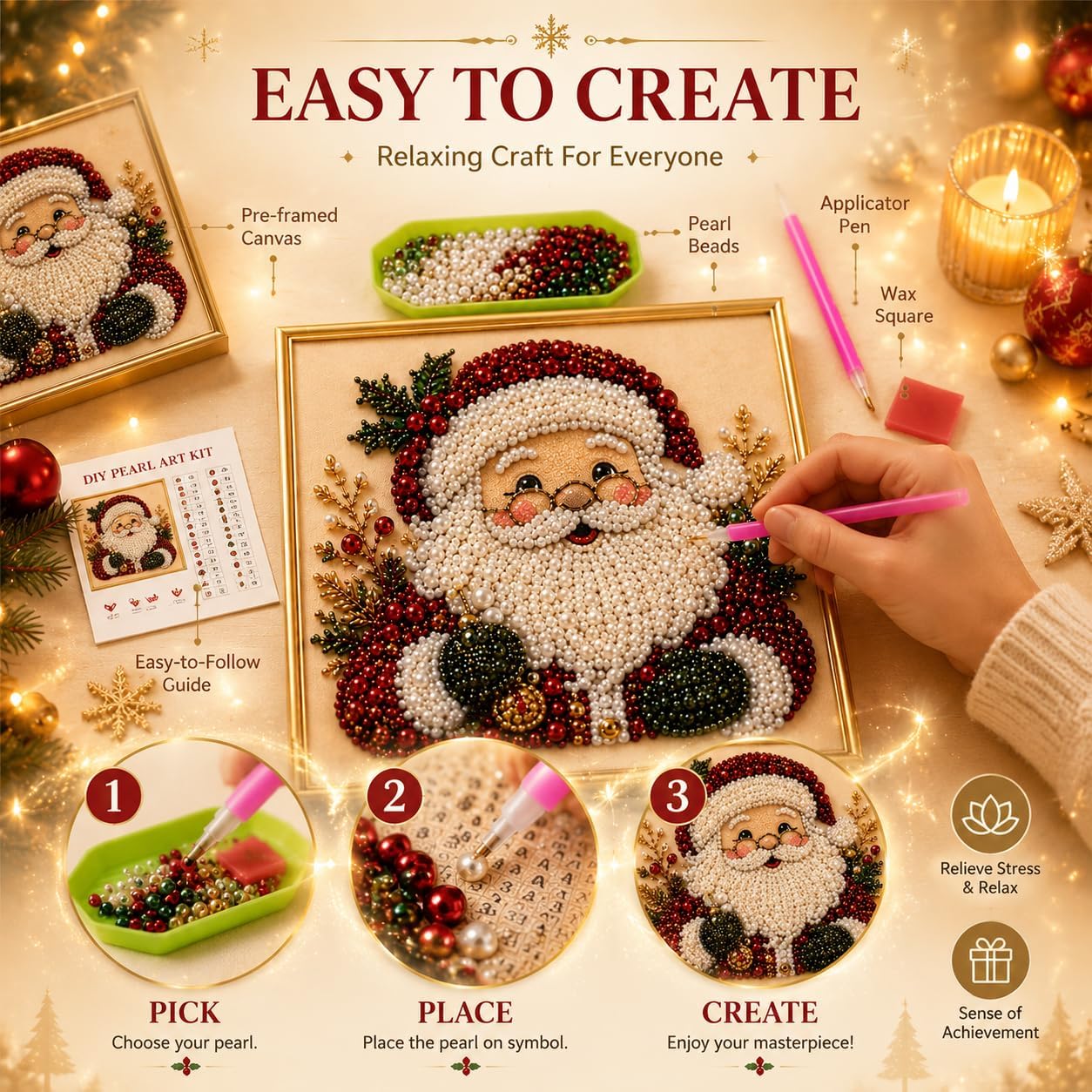 DIY Christmas Pearl Diamond Pa - Art Craft Kits For Adults 评论和价格