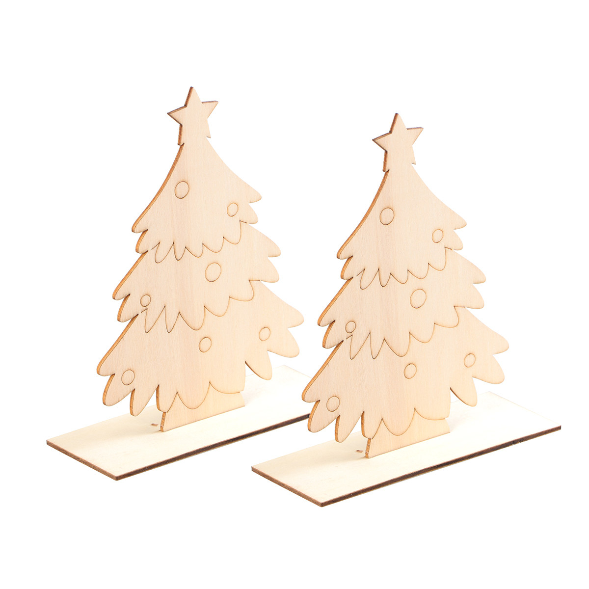 2Pcs Wooden Christmas Ornament - Art And Craft Xmas Tree 评论和价格