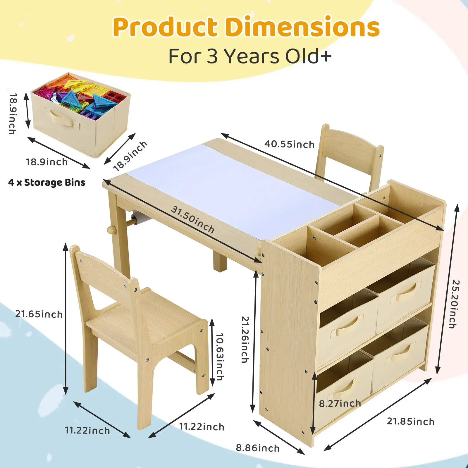 Kids Art Table & 2 Chairs Set  - Art And Craft Quotes For Kids 评论和价格