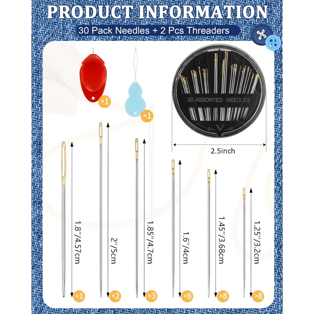 30-Count Steel Hand Sewing Nee - Craft Art Set 评论和价格