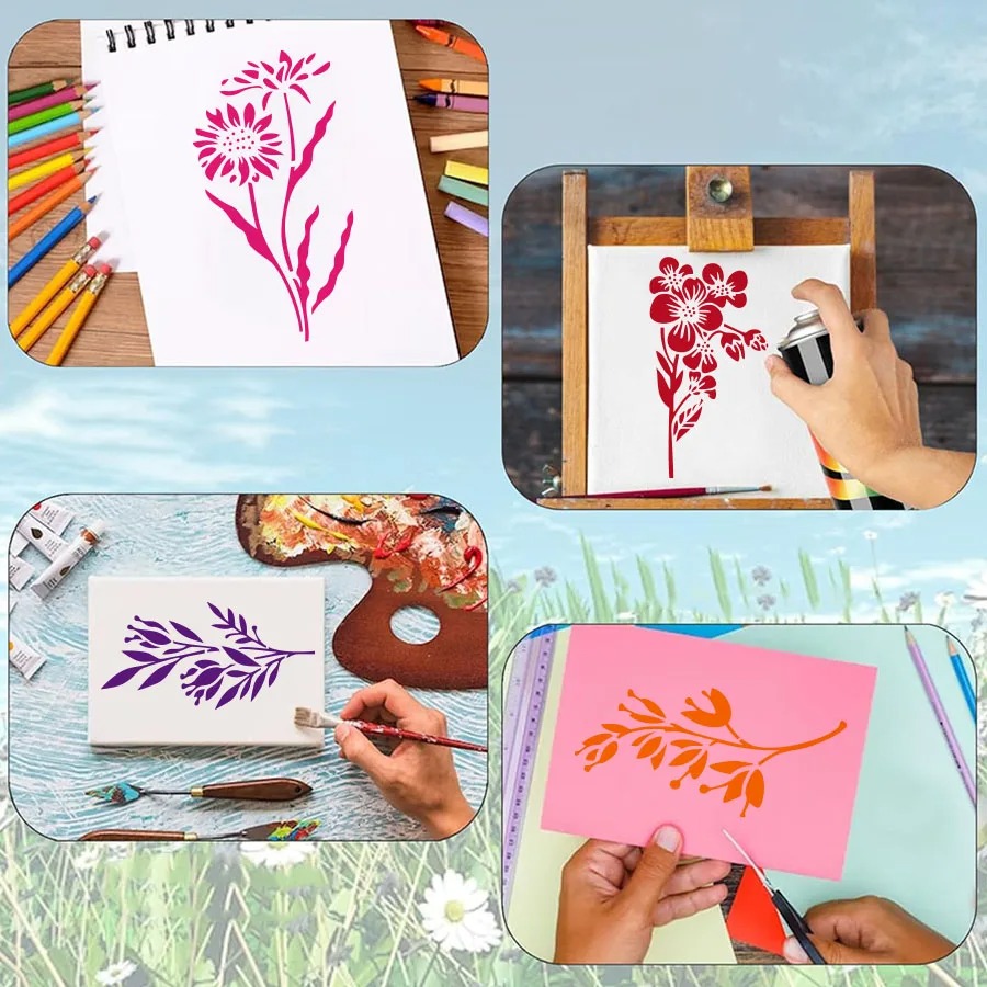 18 Pcs Flower Leaf Stencils Re - Art Craft Activities 评论和价格