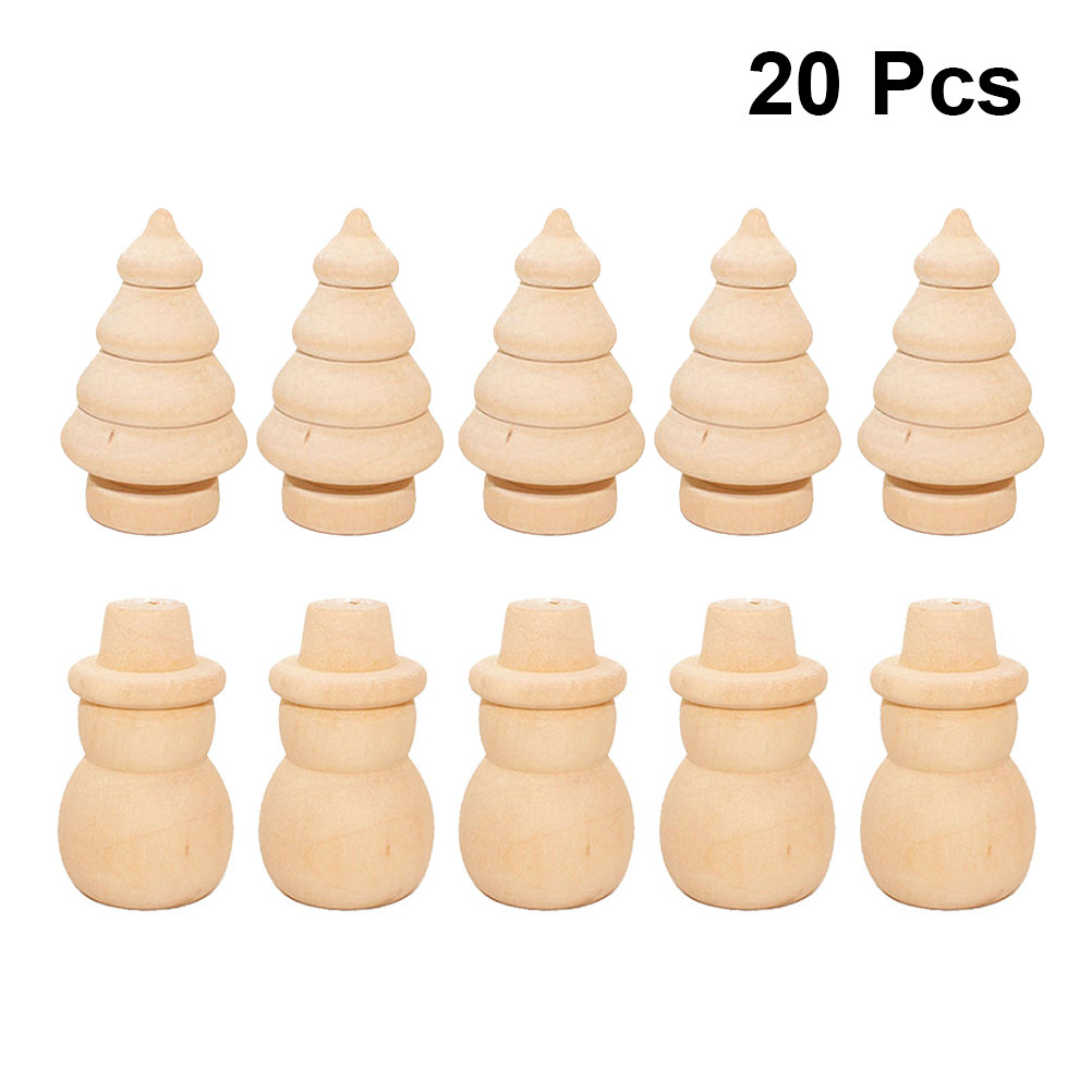 20pcs Diy Painting Wooden Orna - Art And Craft Xmas Tree 评论和价格