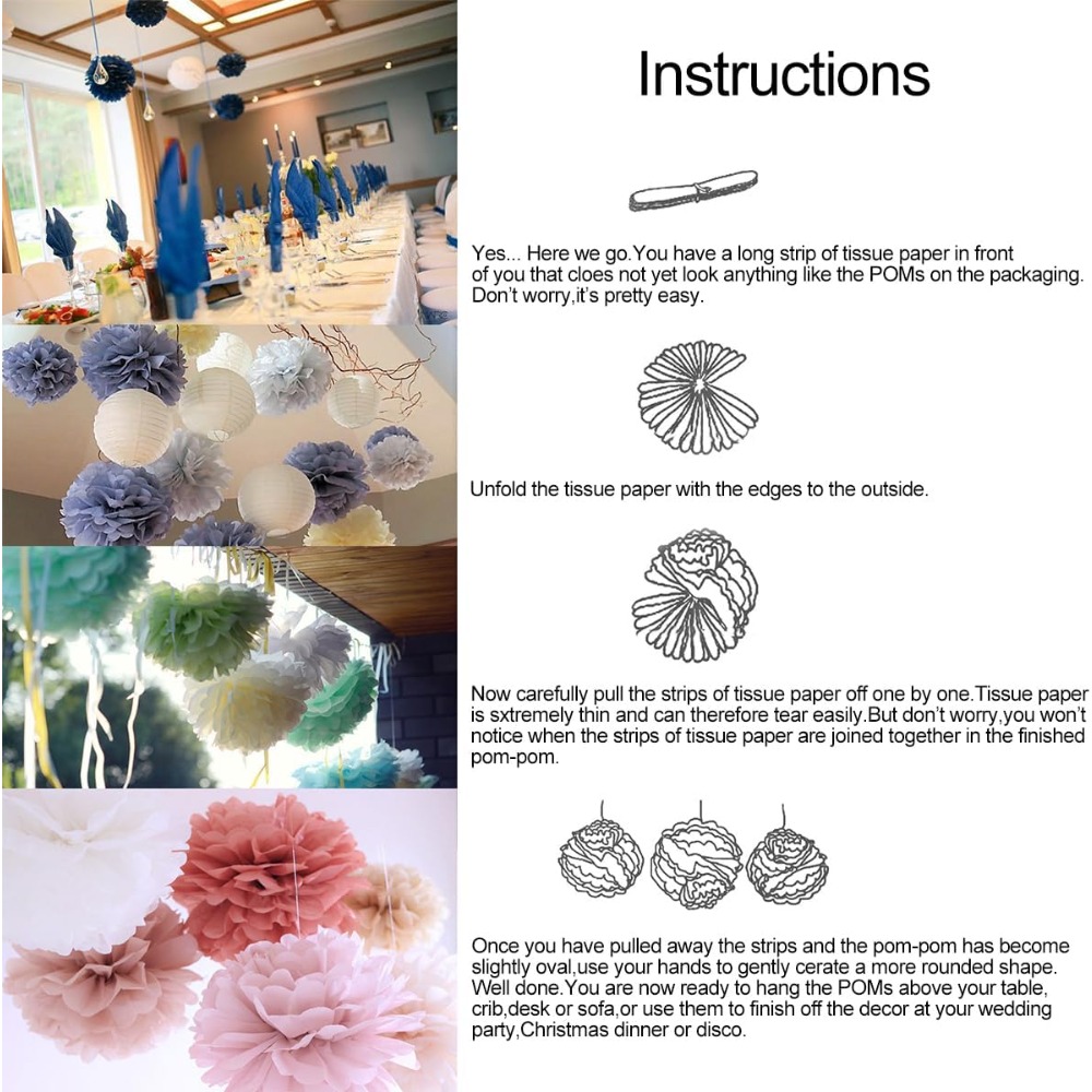 5 Pcs 6 8 10 12 inch Tissue Pa - Art Craft Items 评论和价格